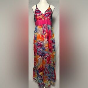 MAGIC Summer Vacation Y2K Floral Strappy Flowy Maxi Dress Size XL